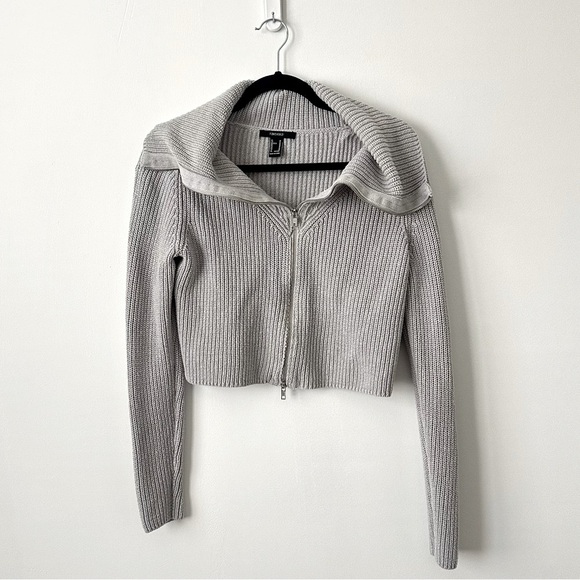 Forever 21 Gray Cardigan Sweater with Zipper - Picture 1 of 6